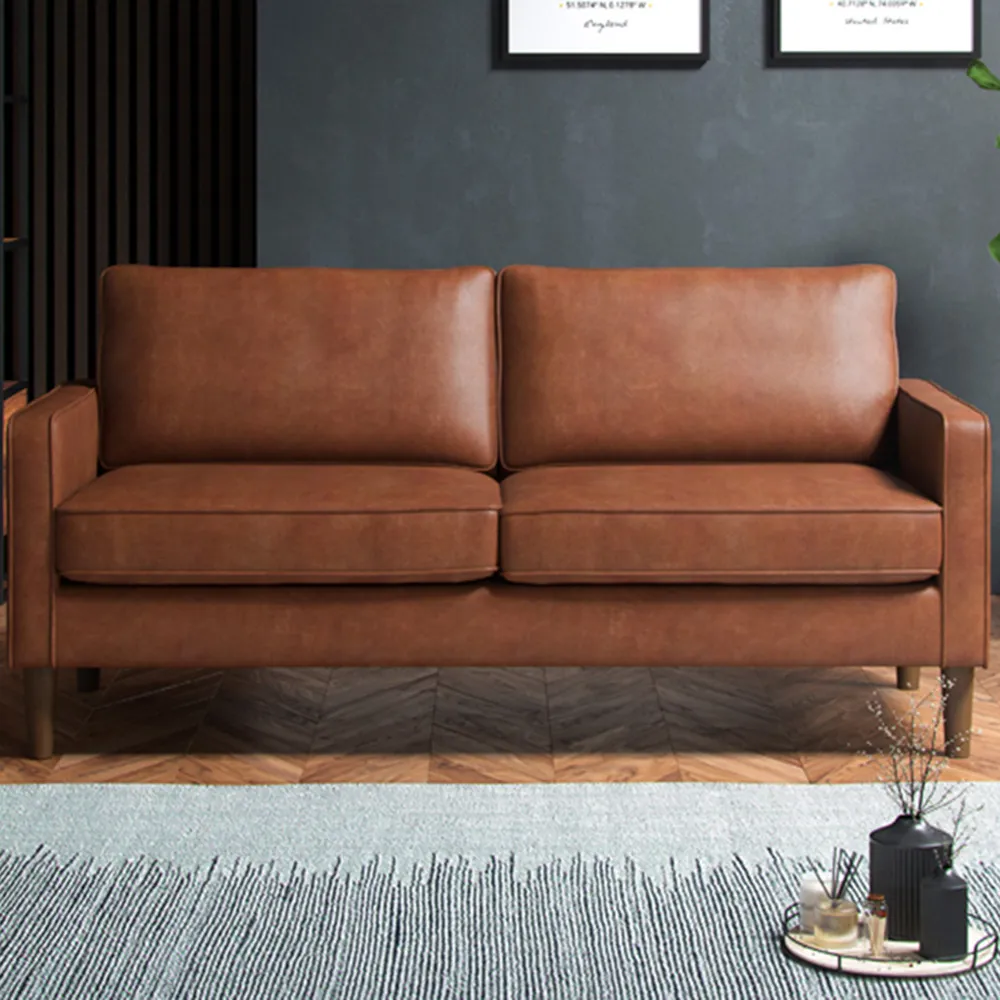 3-Seater Sofa - Tan, Faux Leather