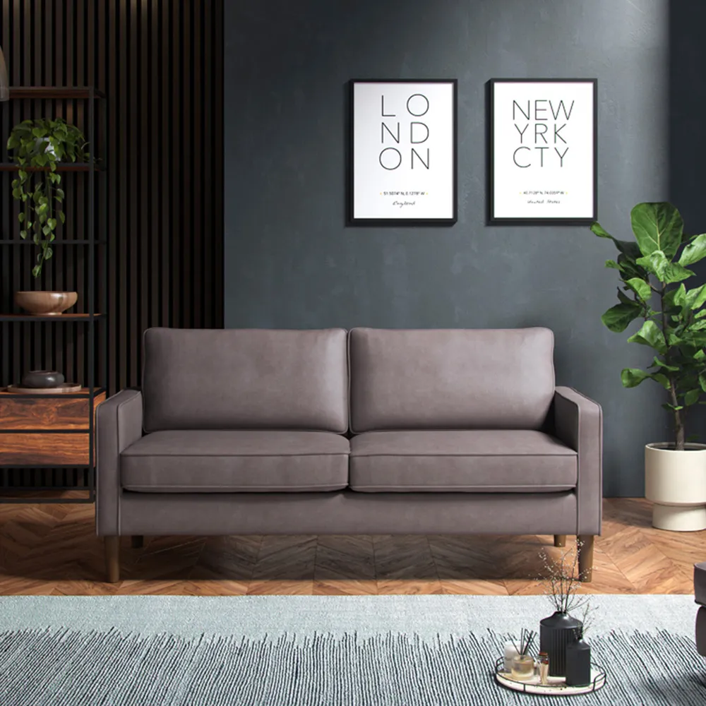 Regan 3-Seater Sofa - Grey, Faux Leather