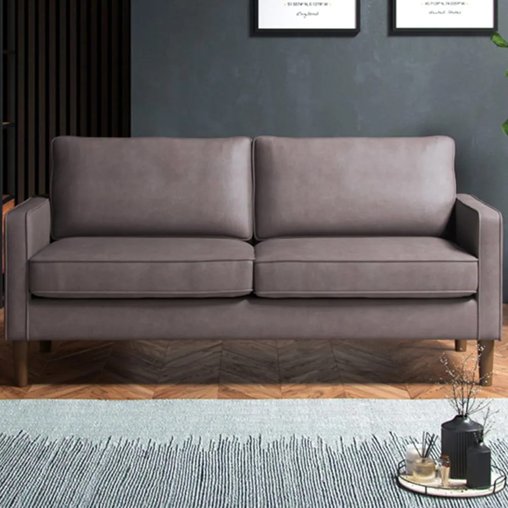 Regan 3-Seater Sofa - Grey, Faux Leather
