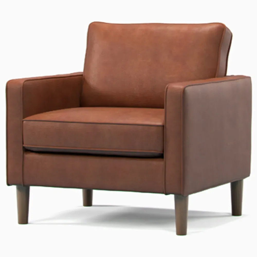 Regan Armchair - Brown, Faux Leather