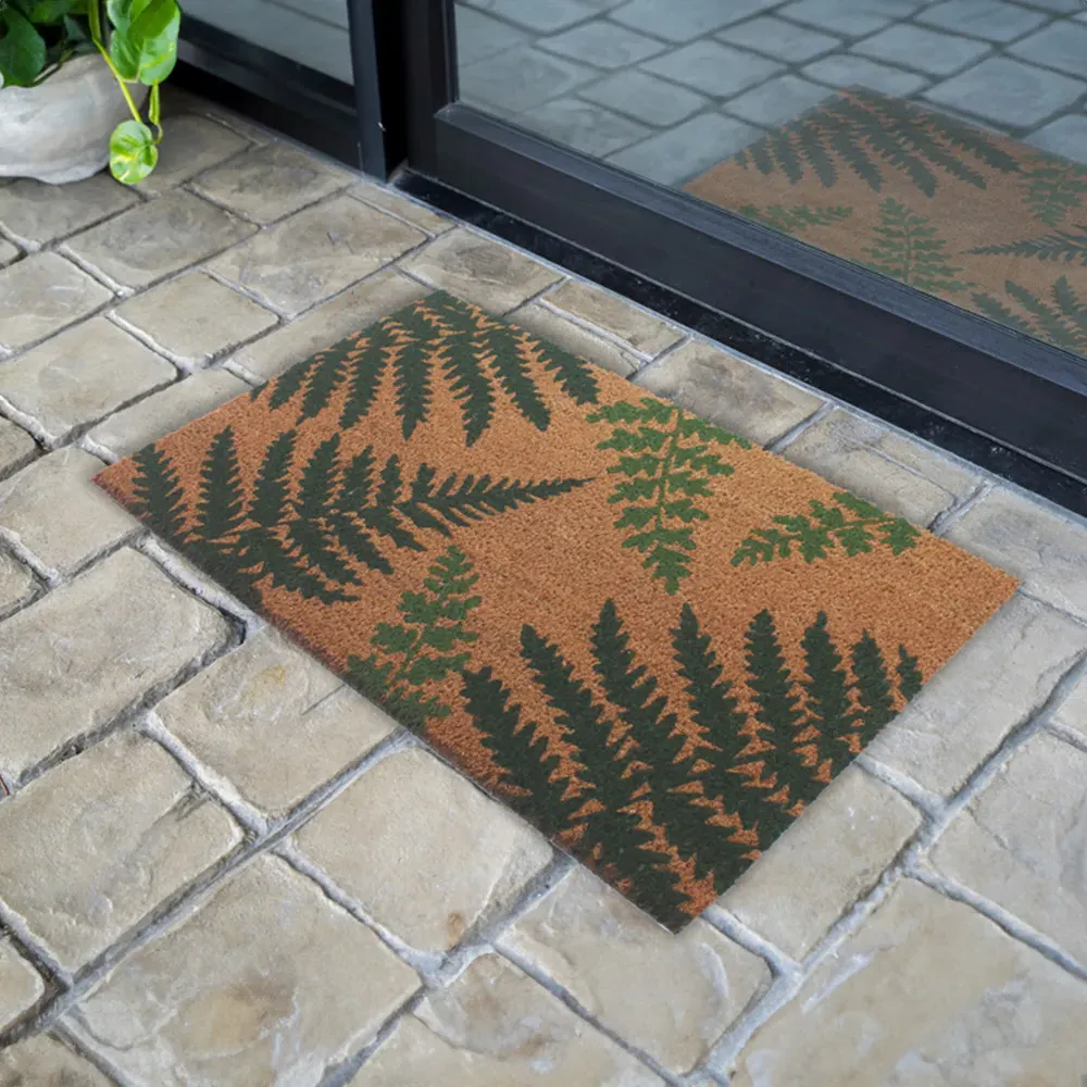 Fern Latex Backed Door Mat - Green