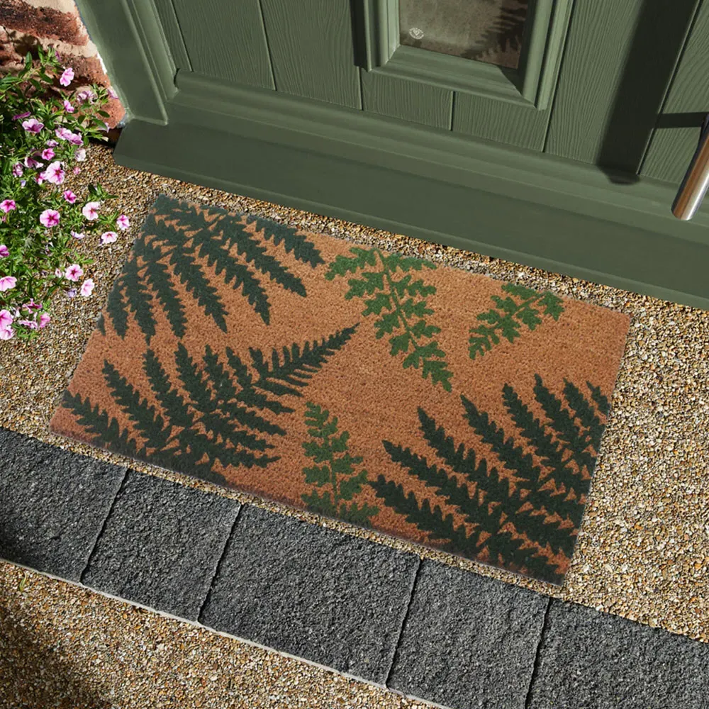 Fern Latex Backed Door Mat - Green
