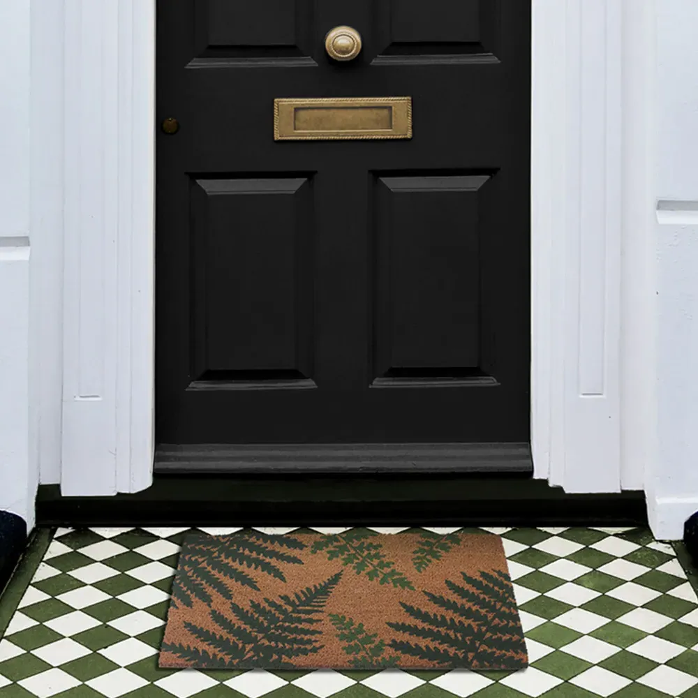 Fern Latex Backed Door Mat - Green