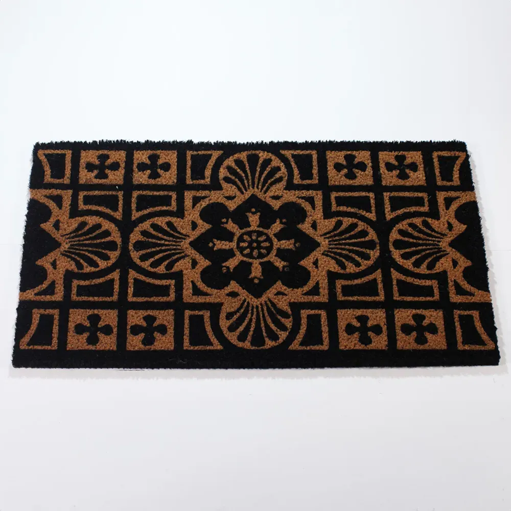 Gertrude Jekyll Tile Latex Backed Door Mat - Black, Coir