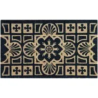 Gertrude Jekyll Tile Latex Backed Door Mat - Black, Coir