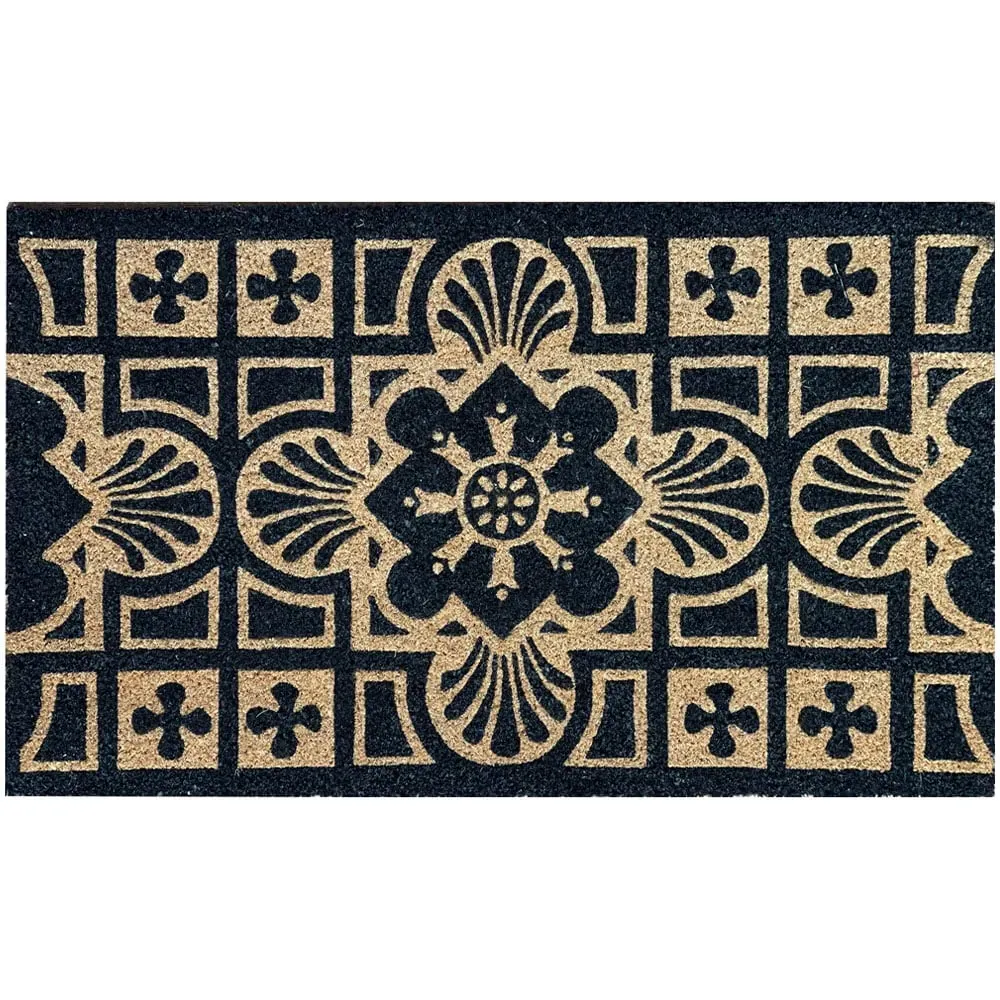 Gertrude Jekyll Tile Latex Backed Door Mat - Black, Coir image