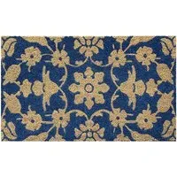 Jekyll Floral Latex Backed Door Mat - Blue, Coir