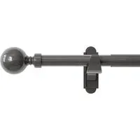 125-216cm Extendable Curtain Pole with Orb Finials - Gunmetal