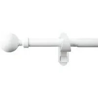 125-216cm Extendable Curtain Pole with Orb Finials - White