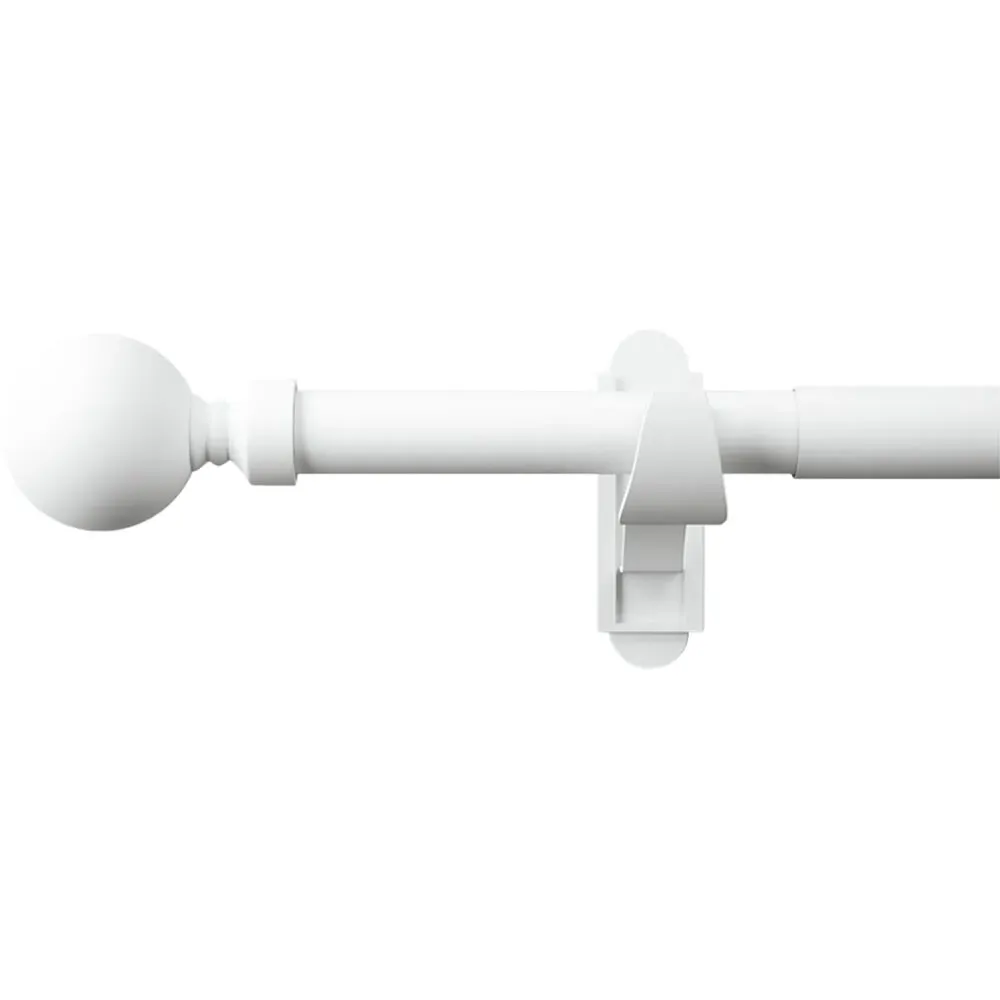 125-216cm Extendable Curtain Pole with Orb Finials - White