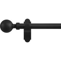 165-300cm Extendable Curtain Pole with Orb Finials - Black
