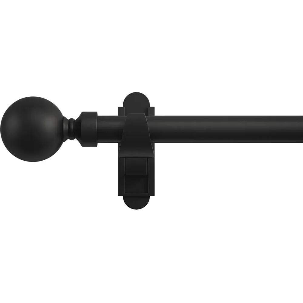 165-300cm Extendable Curtain Pole with Orb Finials - Black