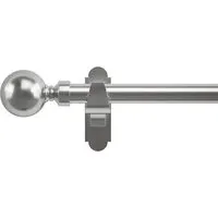 165-300cm Extendable Curtain Pole with Orb Finials - Silver