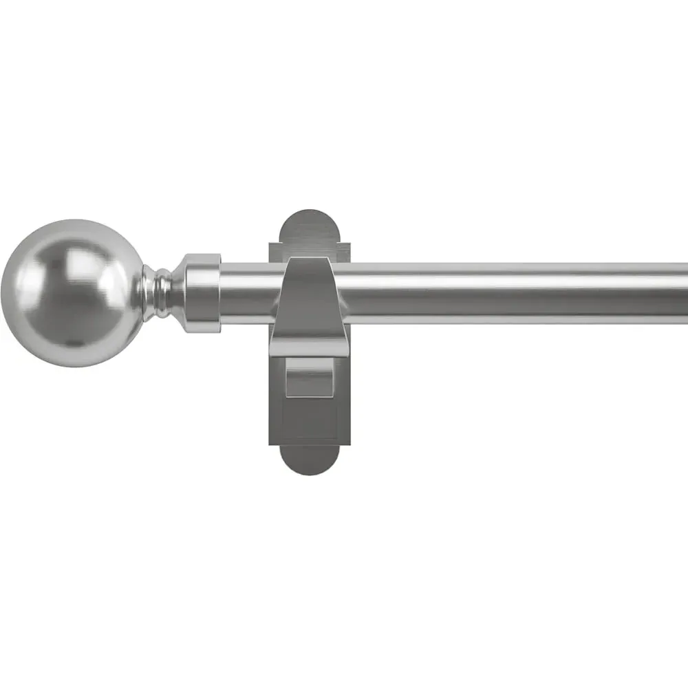 165-300cm Extendable Curtain Pole with Orb Finials - Silver