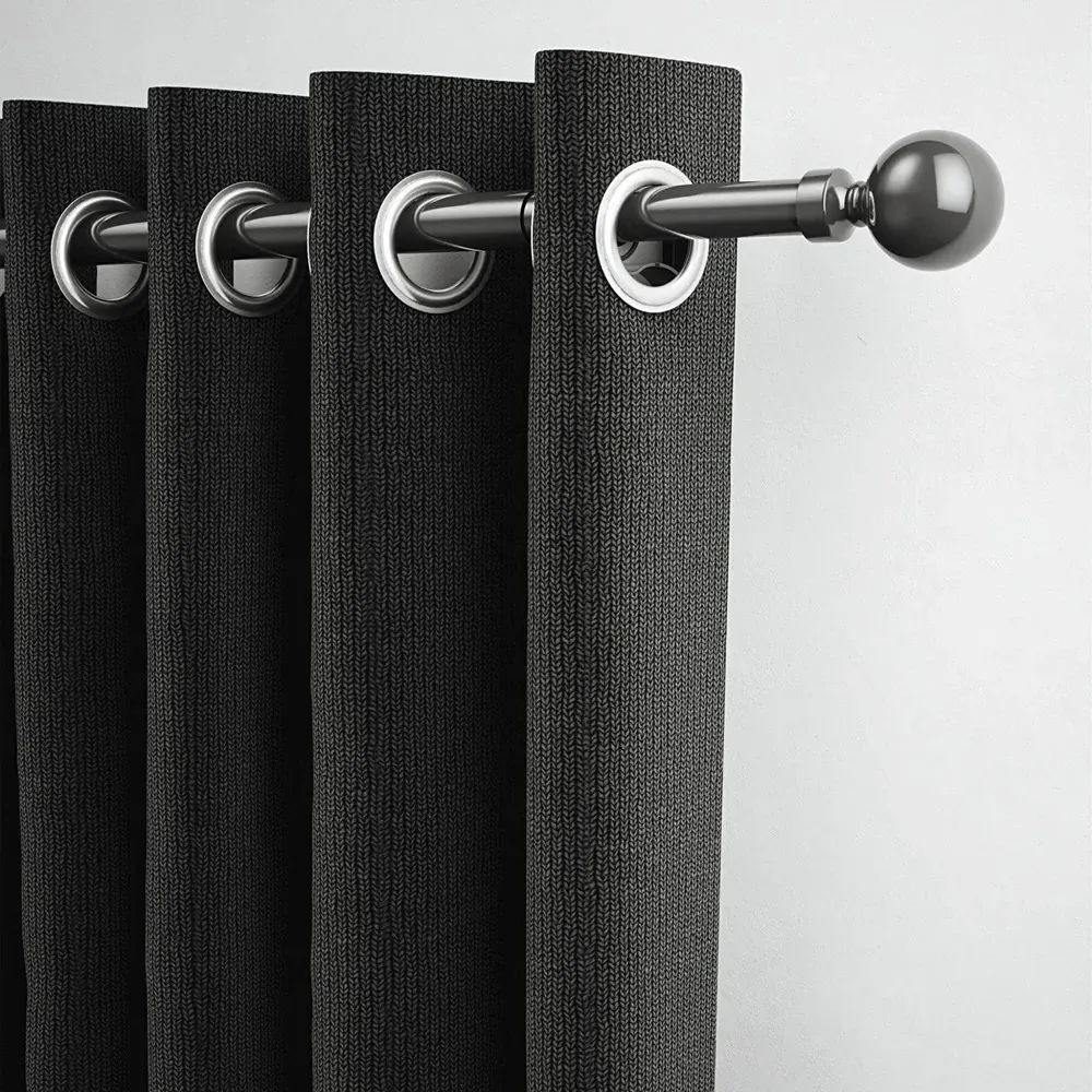 71-120cm Extendable Curtain Pole with Orb Finials - Silver