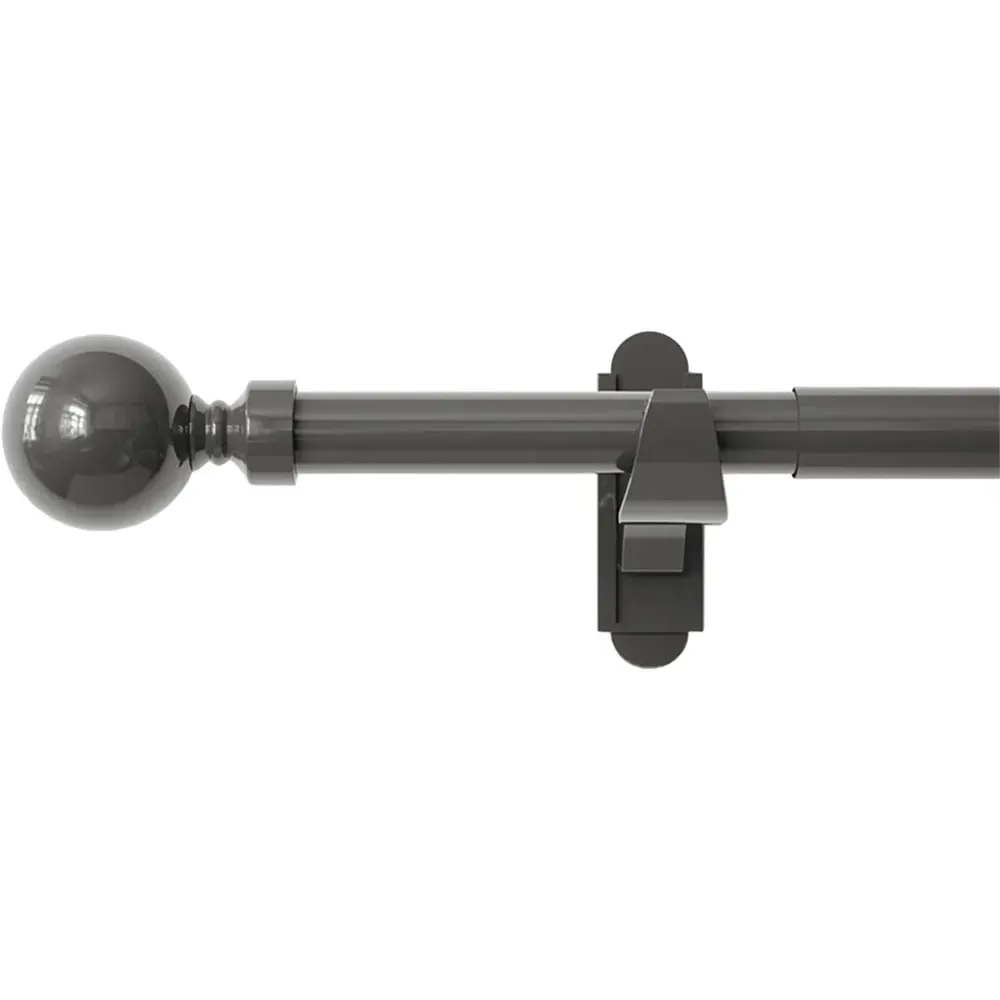 71-120cm Extendable Curtain Pole with Orb Finials - Silver