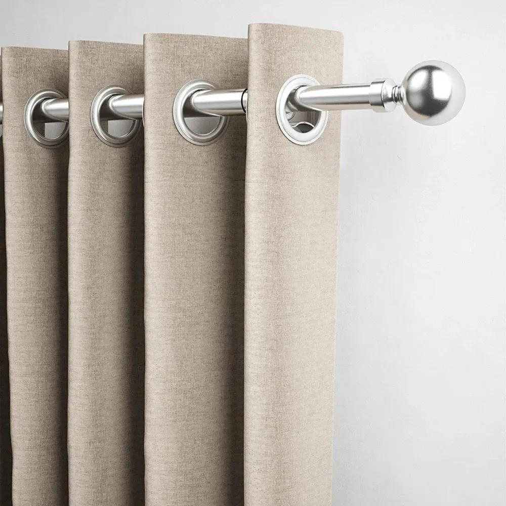 71-120cm Extendable Curtain Pole with Orb Finials - Silver