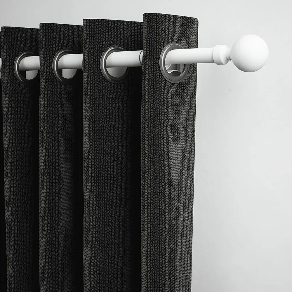 71-120cm Extendable Curtain Pole with Orb Finials - White