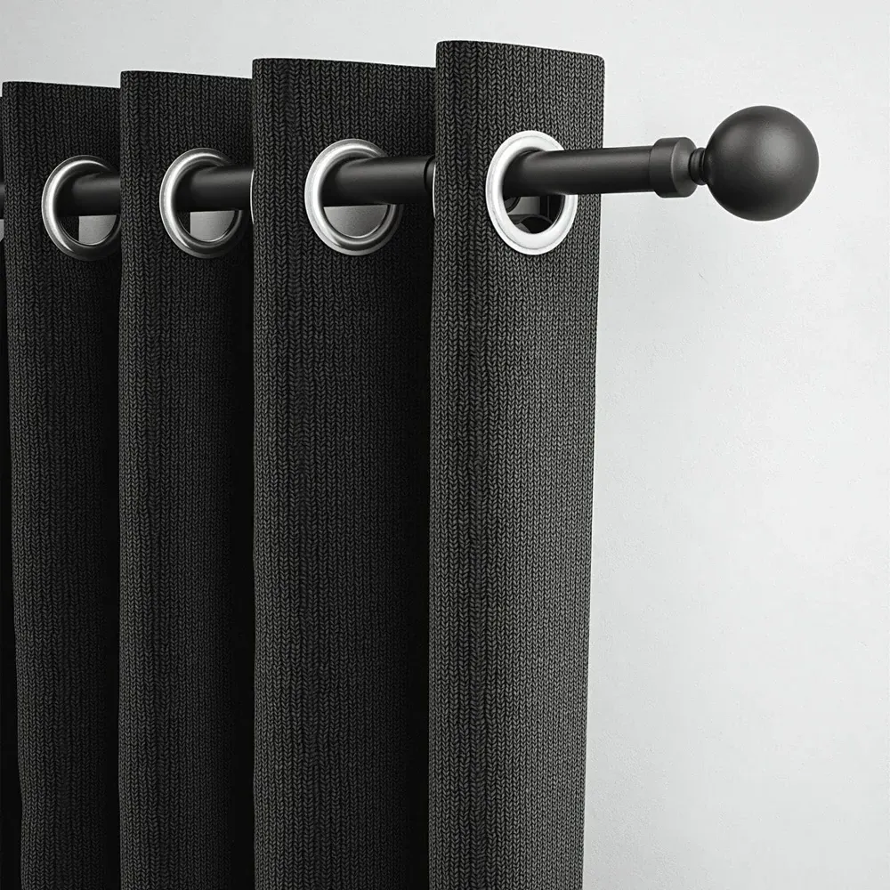 71-120cm Extendable Curtain Pole with Orb Finials - White