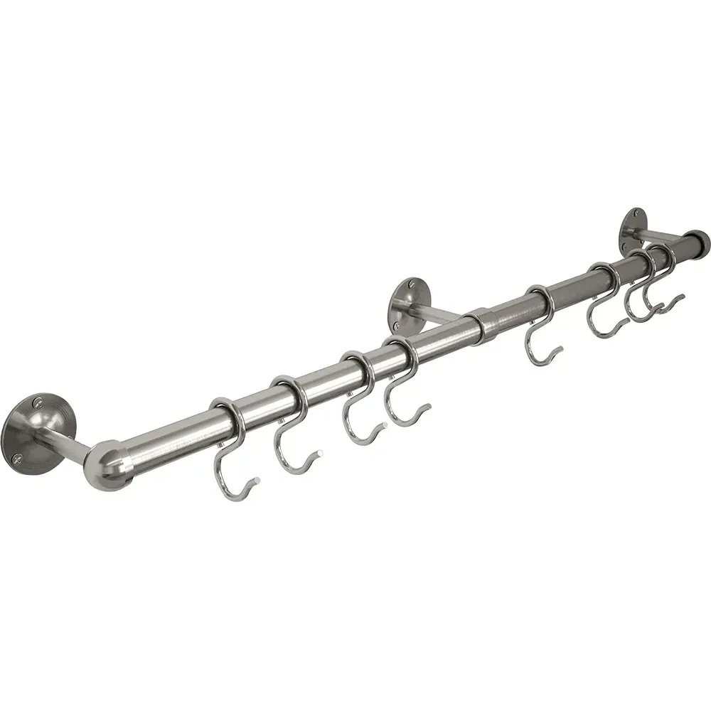 Brushed Utensil Rail with S-Hooks - Silver, Stainless Steel image