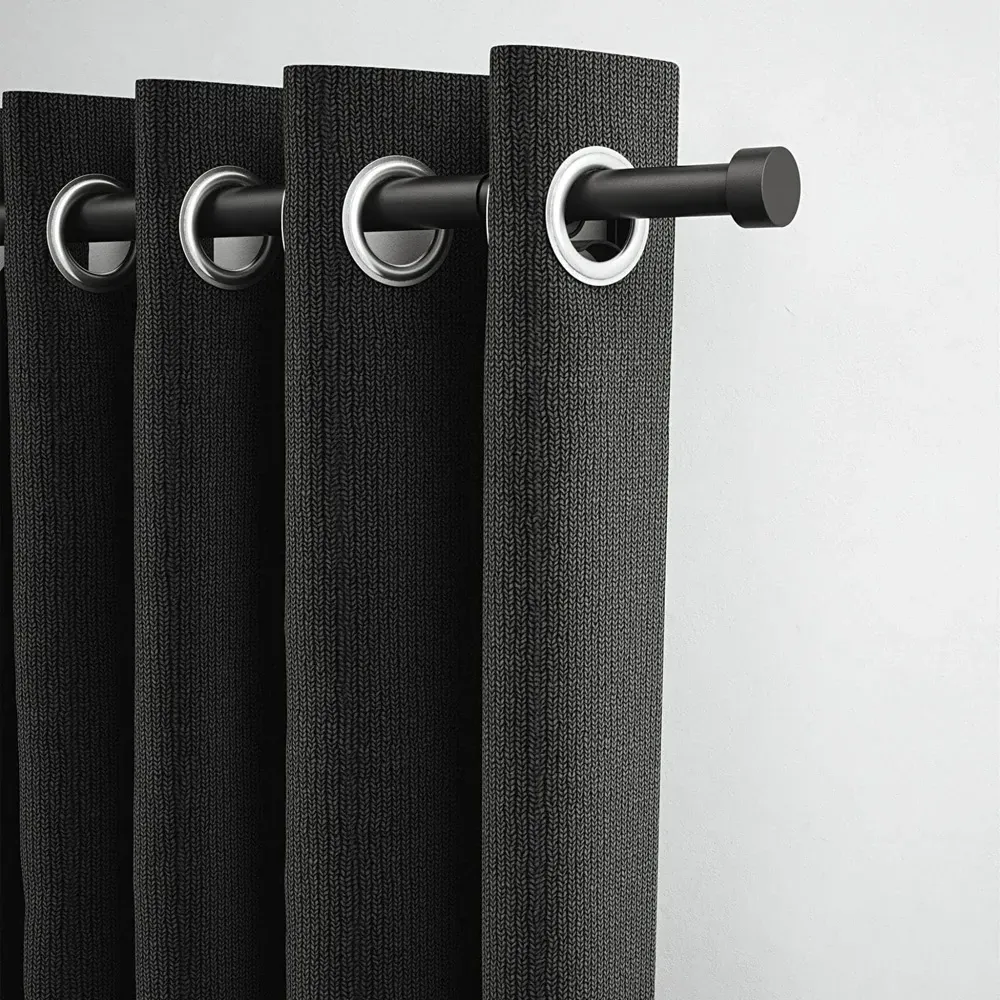 Extendable Curtain Pole with Stud Finials - Black