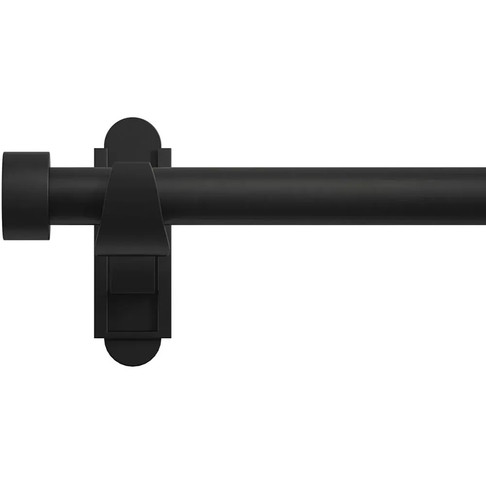 Extendable Curtain Pole with Stud Finials - Black
