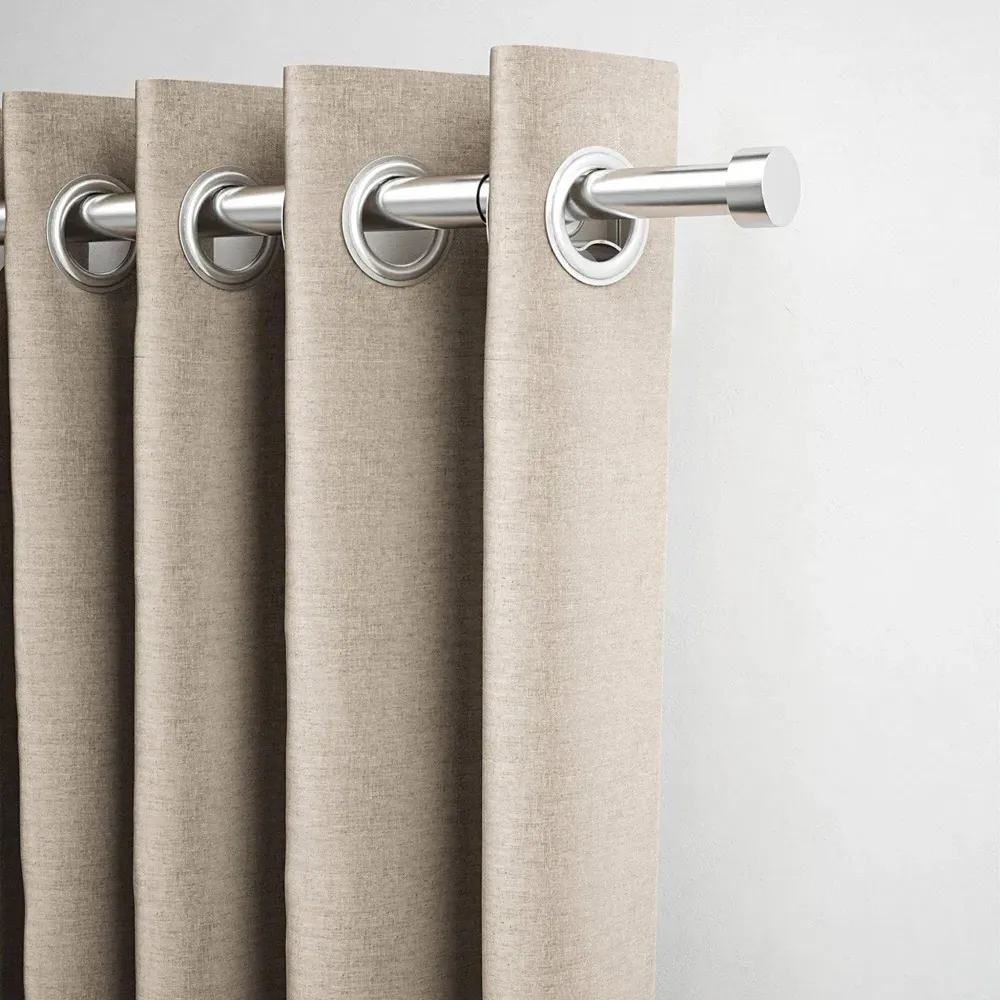 Extendable Curtain Pole with Stud Finials - Brushed Stainless