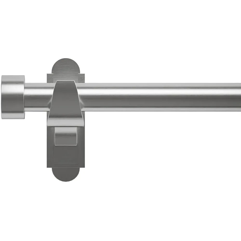 Extendable Curtain Pole with Stud Finials - Brushed Stainless