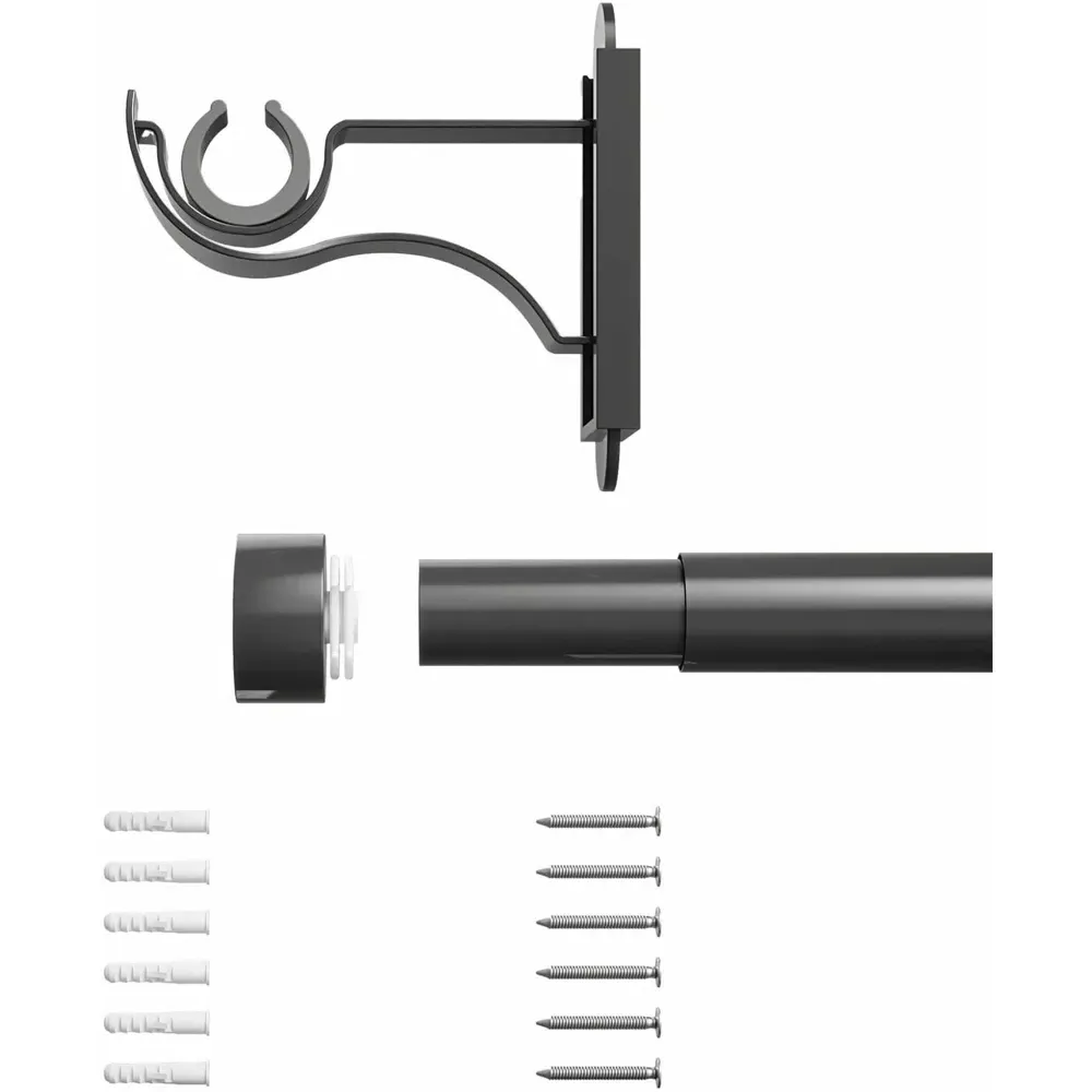 Extendable Curtain Pole with Stud Finials - Gunmetal