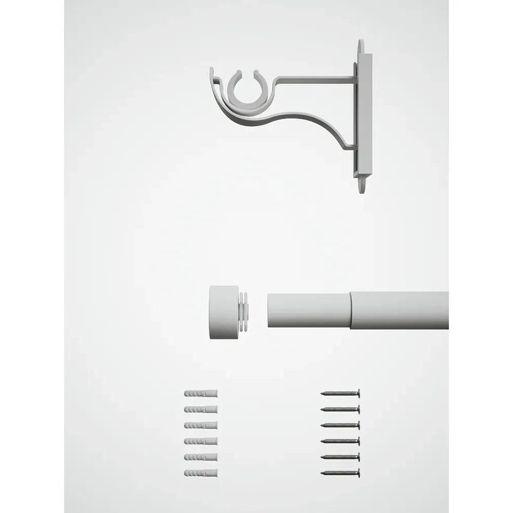 Extendable Curtain Pole with Stud Finials - White