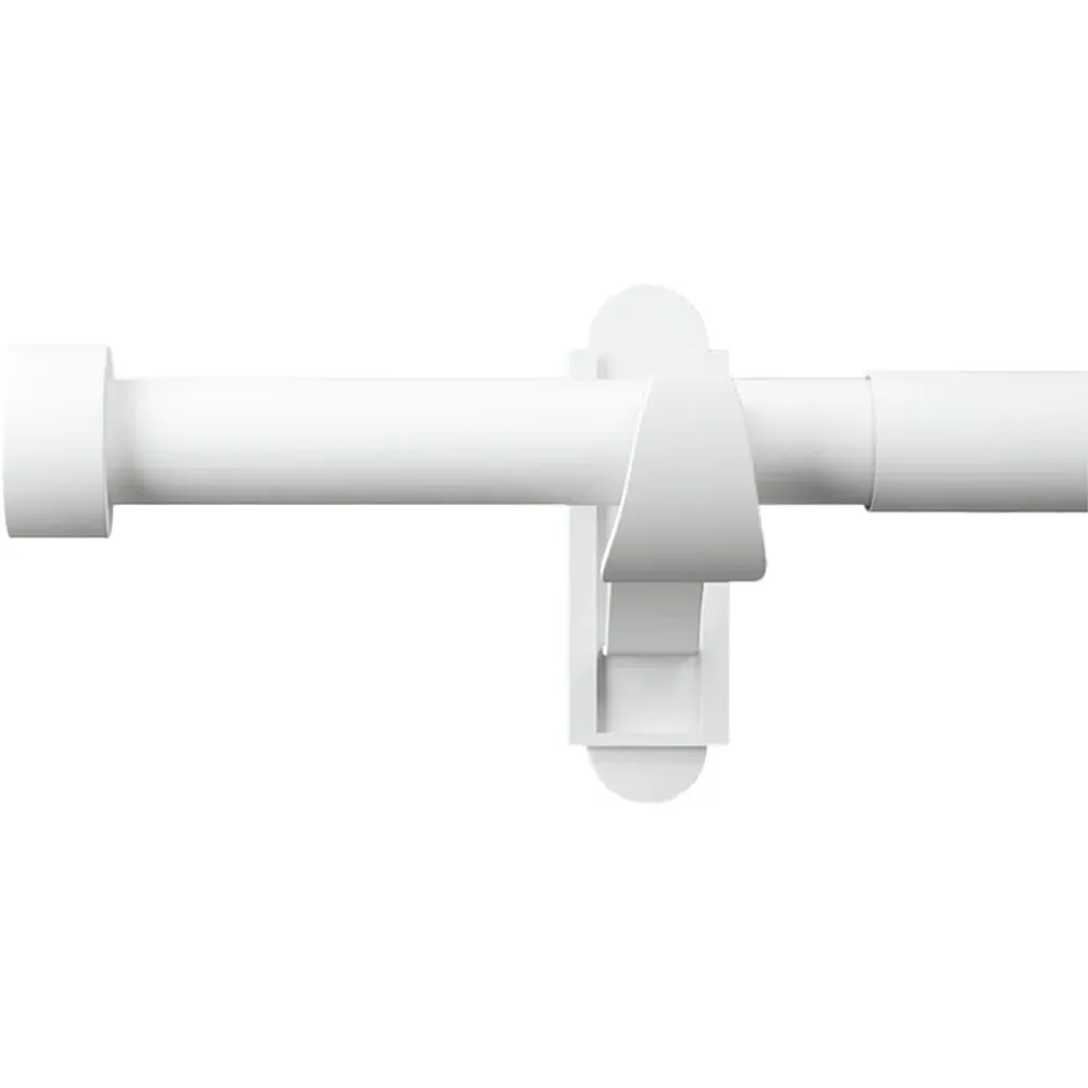 Extendable Curtain Pole with Stud Finials - White
