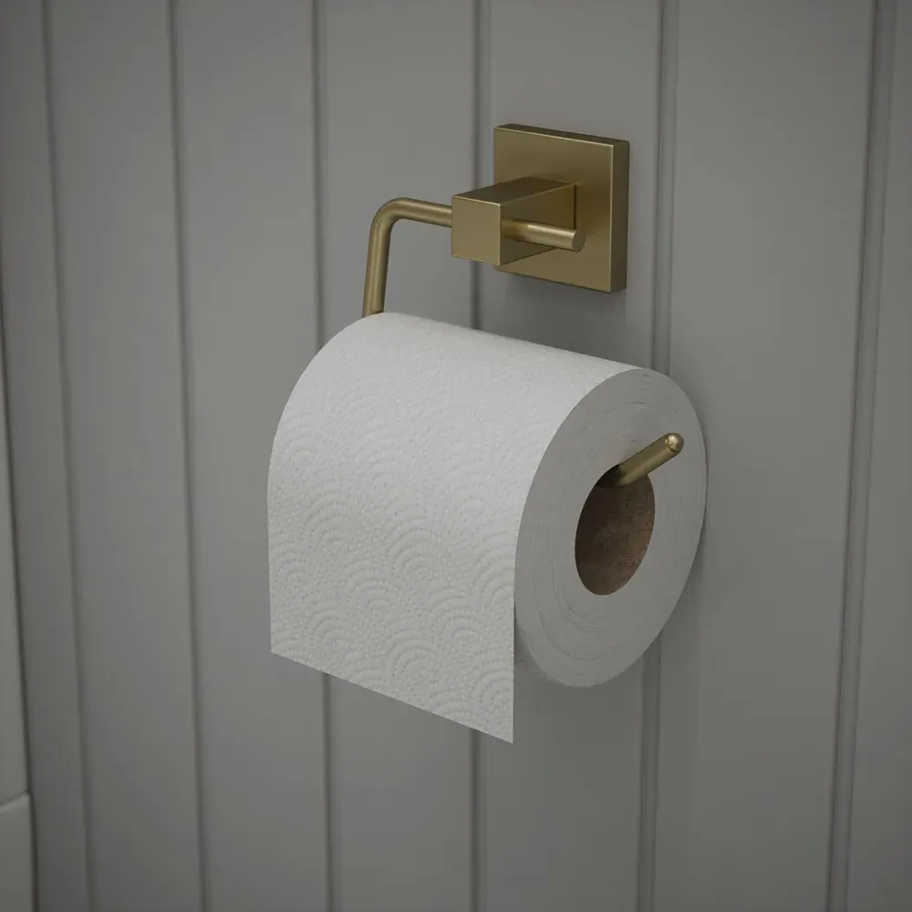 Square Toilet Roll Holder - Gold, Zinc Alloy