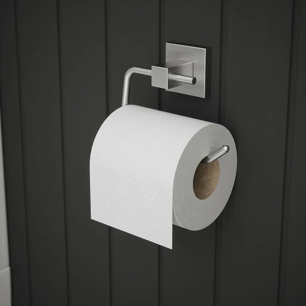 Square Toilet Roll Holder - Silver, Zinc Alloy