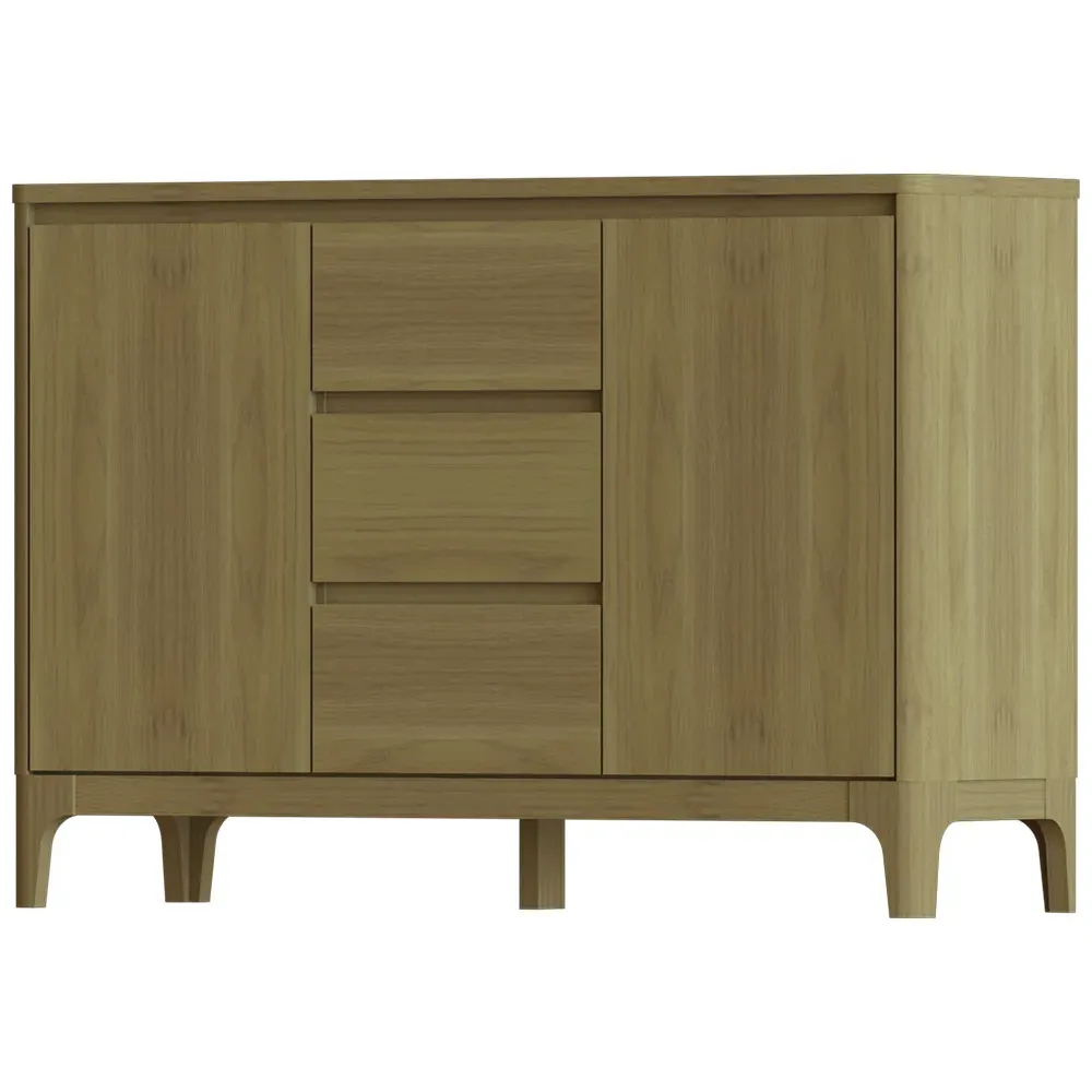 Norsk 2 Door 3 Drawer Toppan Oak Sideboard - Brown