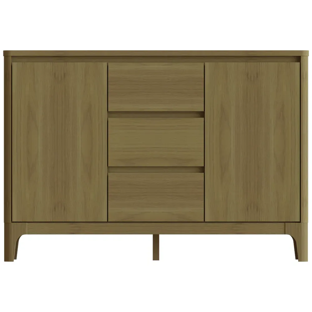 Norsk 2 Door 3 Drawer Toppan Oak Sideboard - Brown