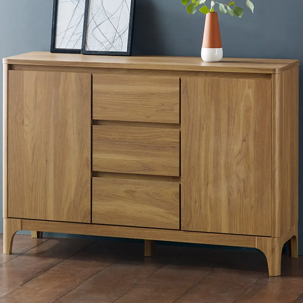 Norsk 2 Door 3 Drawer Toppan Oak Sideboard - Brown