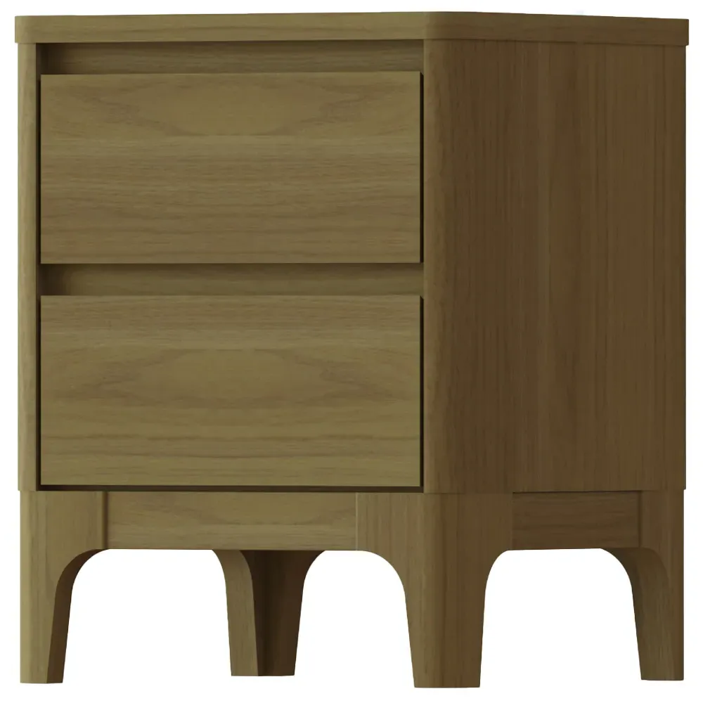 Norsk Toppan 2 Drawer Bedside Table - Brown, Oak