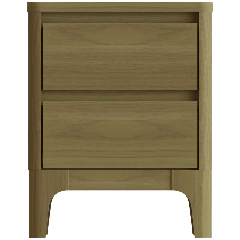 Norsk Toppan 2 Drawer Bedside Table - Brown, Oak