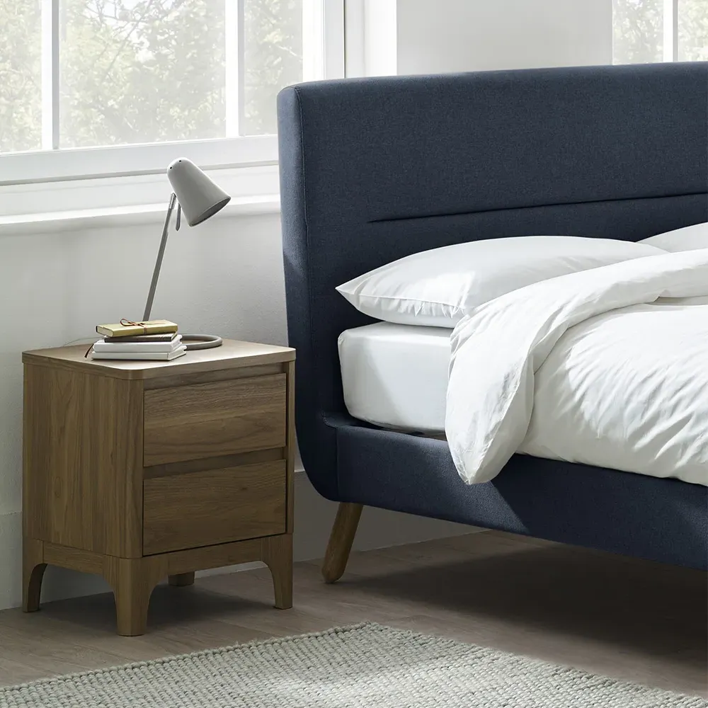 Norsk Toppan 2 Drawer Bedside Table - Brown, Oak