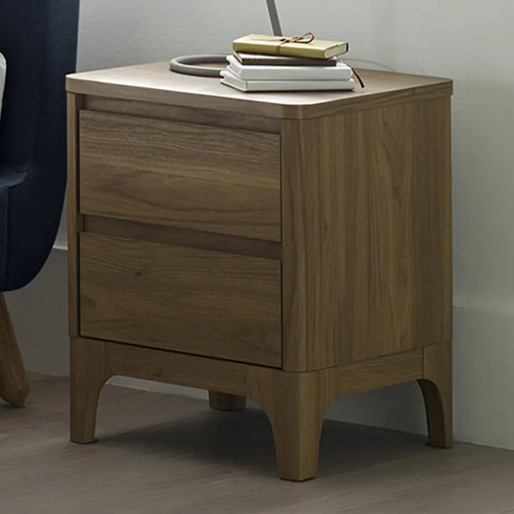 Norsk Toppan 2 Drawer Bedside Table - Brown, Oak image