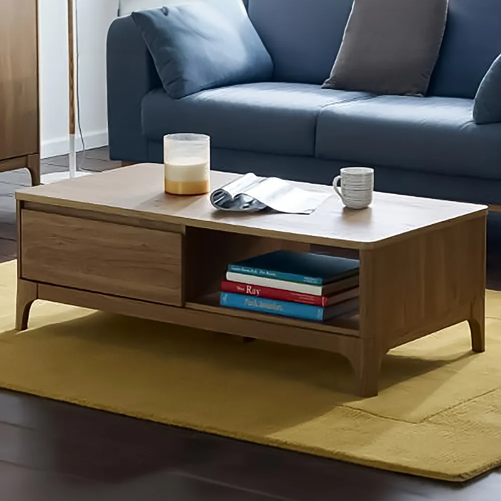 Norsk Toppan Coffee Table with Drawer - Brown, Oak