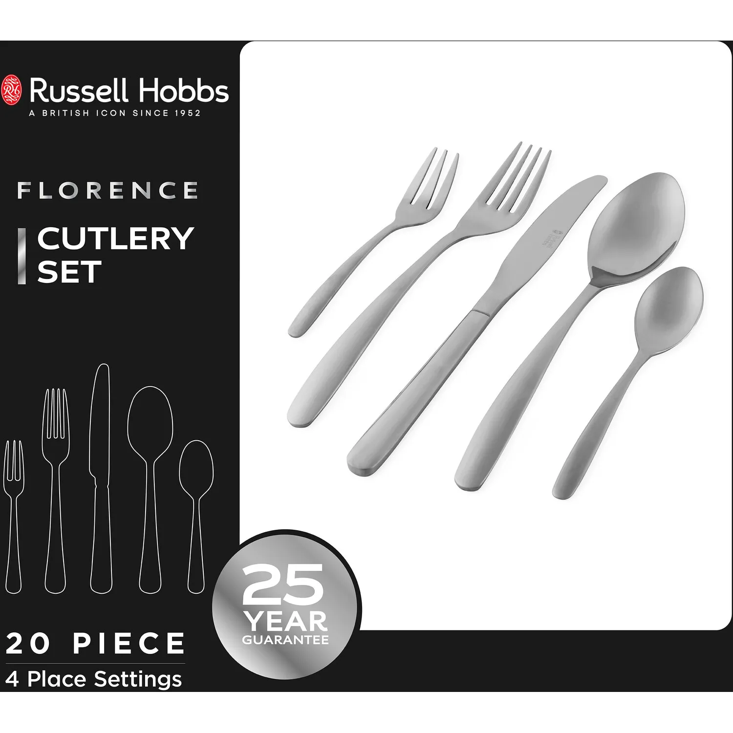 Florence 20-Piece Cutlery Set - Chrome