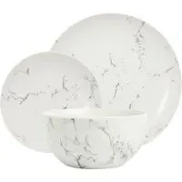 Marble White 12 Piece Dinner Set - Black, Porcelain