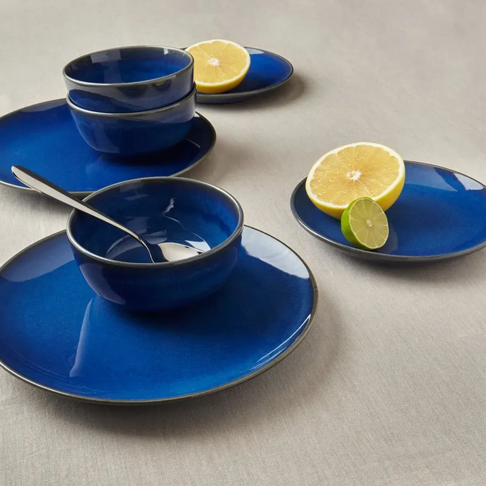 Reactive 12 Piece Dinner Set - Blue, Stoneware