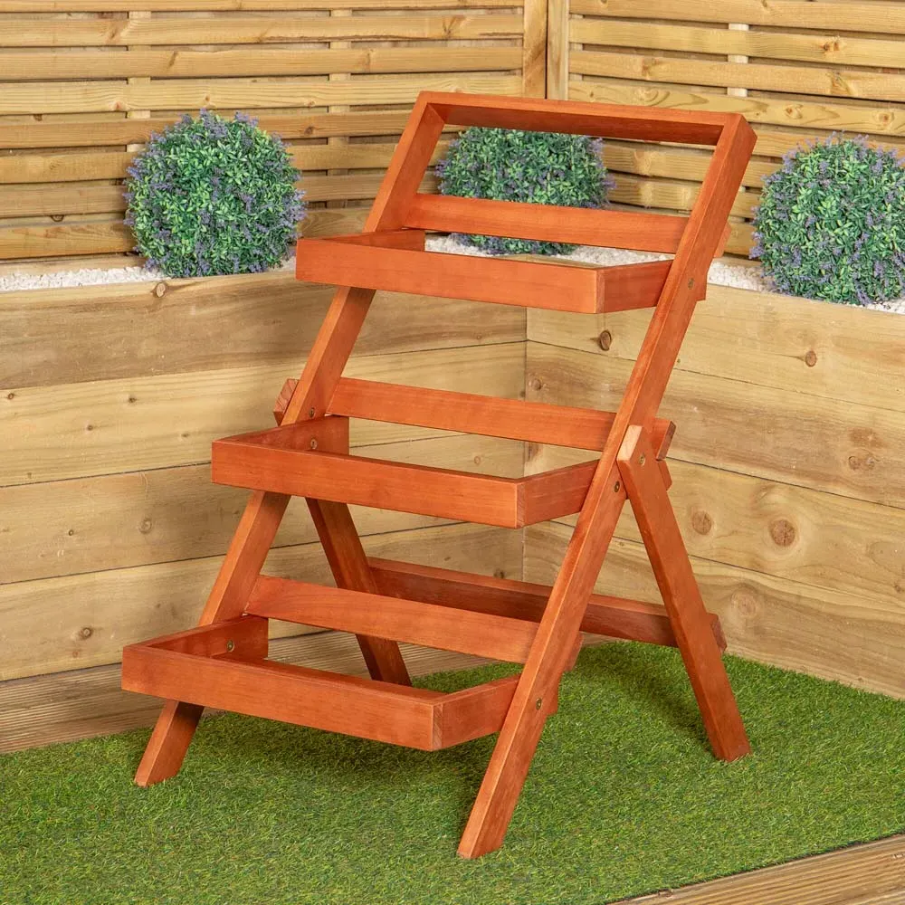 3 Shelf Foldable Plant Display Stand - Brown, Eucalyptus