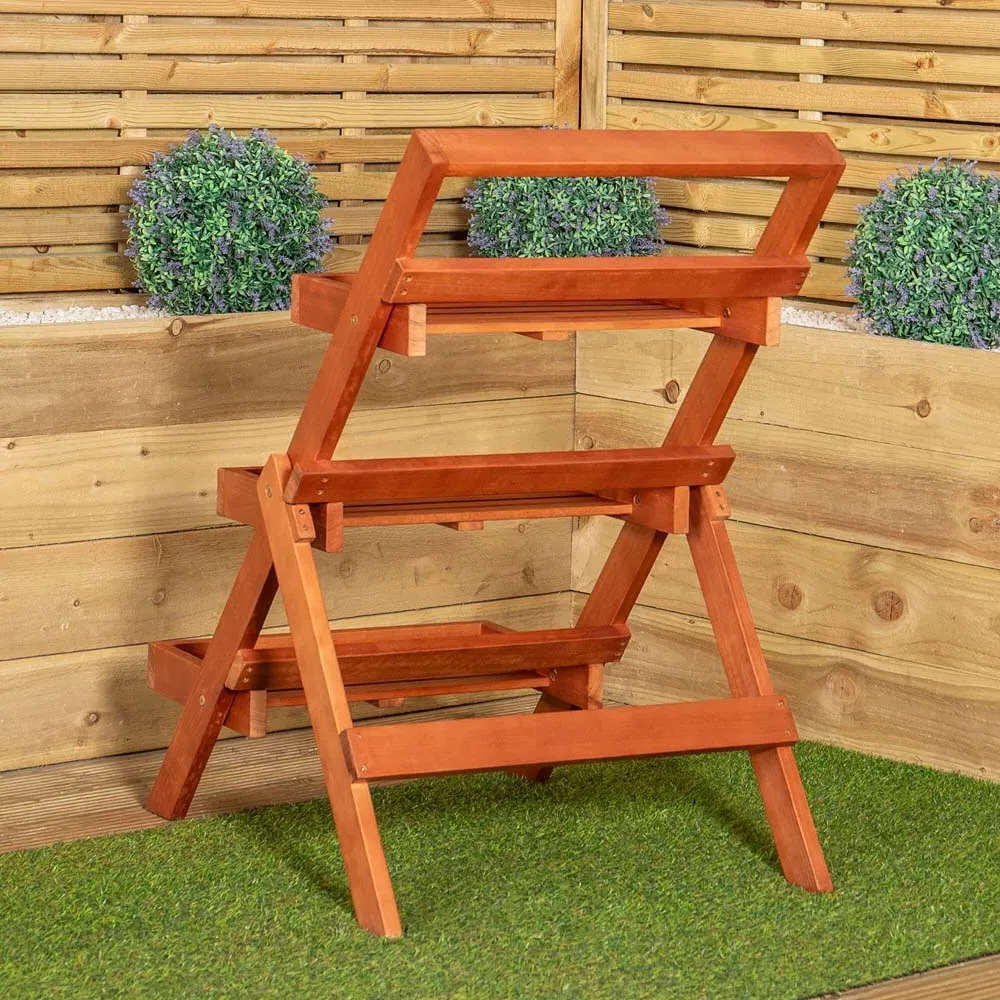 3 Shelf Foldable Plant Display Stand - Brown, Eucalyptus