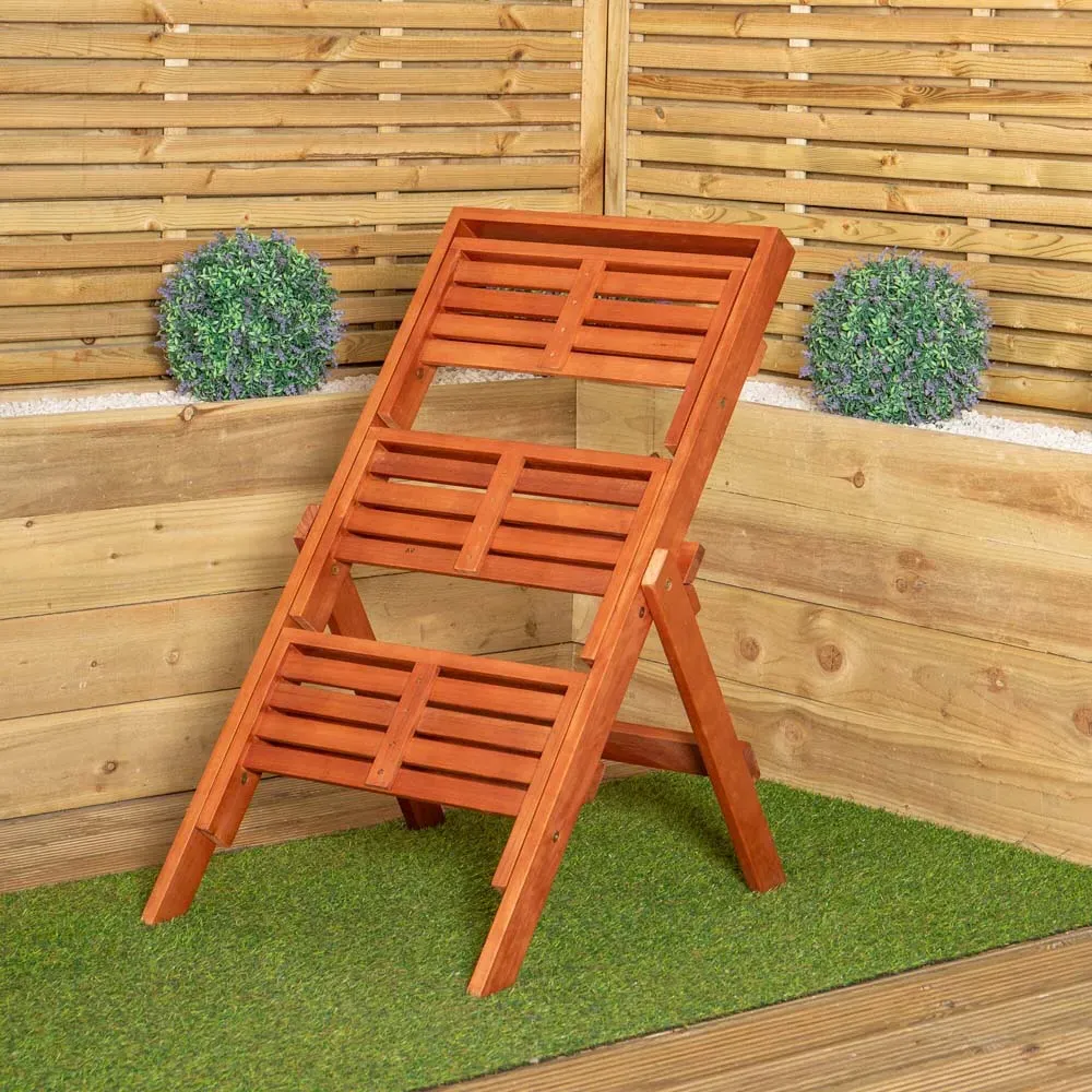 3 Shelf Foldable Plant Display Stand - Brown, Eucalyptus