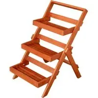3 Shelf Foldable Plant Display Stand - Brown, Eucalyptus