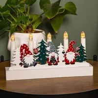 Light Up Christmas Candle Bridge with Gonk Scene - White