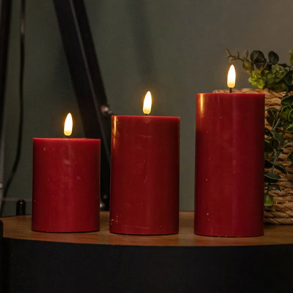 Samuel Alexander Wax Pool Effect Candles with Timer - Red